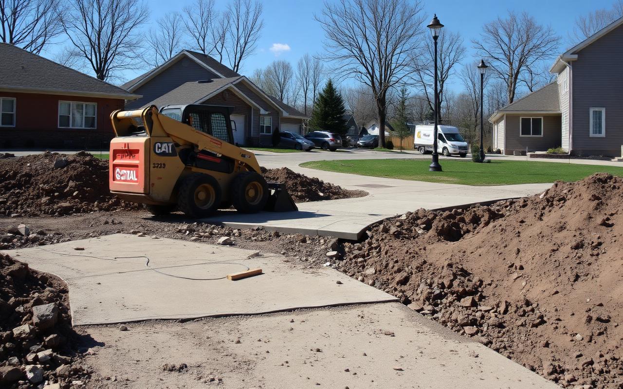 Old driveway broken out with dirt graded