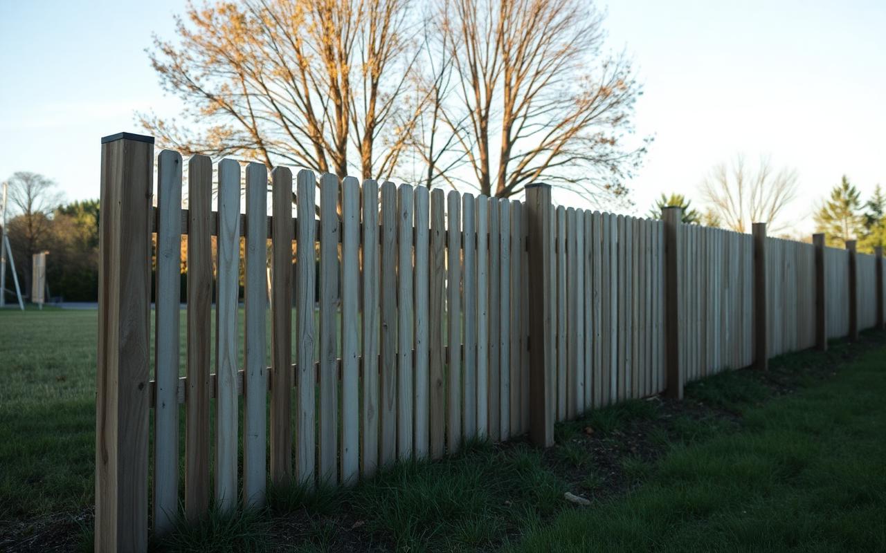 Fence posts and rails installed without full pickets